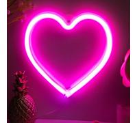 Shein 1 pieza Luz de neón con forma de corazón LOVE, con gancho, alimentada por USB y batería, lámpara de neón con forma de corazón, adecuada para escritori