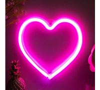 Shein 1 pieza Luz de Neón LED con Forma de Corazón, Alimentada por USB/Batería con 1 Gancho, Luz de Neón Decorativa para Interiores, Adecuada para Decoració