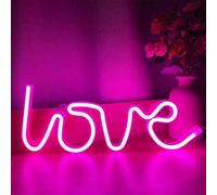 Shein 1 pieza Luz de neón LED con forma de corazón y letra LOVE para decoración del hogar, alimentada por USB y batería, adecuada para decoración de pared d