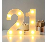 Shein 1 pieza Luz de número blanco de 16 cm 10/13/16/18/20 para decoración de fiesta de cumpleaños, luz de número para decoración de propuesta de boda y ani