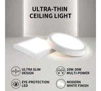 Shein 1 pieza Luz de panel LED, Luz de techo LED, Cuadrada/Redonda, Luz blanca 6500K, AC85-265V, 10W/15W/20W/30W, Luz de techo cuadrada, Luz de techo redond
