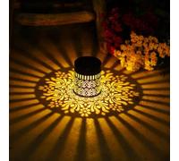 Shein 1 pieza Luz de pared exterior solar, foco impermeable con patrón de mandala floral, lámpara de jardín con sensor de movimiento, farol de pared de arte