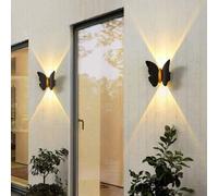 Shein 1 pieza Luz de pared solar con diseño de mariposa para exteriores, lámpara de proyección para exteriores, adecuada para jardín, pasillo, patio, balcón