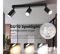Shein 1 pieza Luz empotrada de techo multi-cabezal, cilíndrica, de aluminio negro, con 1/2/3 cabezales, con fuente de luz, foco GU10 reemplazable, ángulo aj