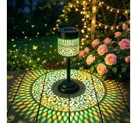 Shein 1 pieza Luz exterior de patio LED, Lámpara de mesa de proyección solar hueca, Lámpara solar portátil, Iluminación de ambiente para decoración de jardí