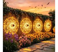 Shein 1 pieza Luz solar de proyección de mandala con luz cálida, lámpara decorativa de patrón LED con sombra de luz, adecuada para valla exterior y pared, d