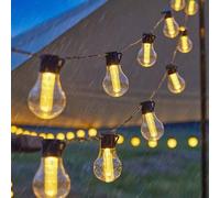 Shein 1 pieza Luz solar inteligente LED de 10/20/30, bombilla decorativa navideña para exteriores, luz de guirnalda retro para patio, gazebo, porche, campin
