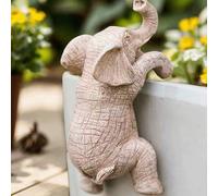 Shein 1 pieza Maceta colgante con diseño de elefante, regalo adecuado para amantes de los elefantes, decoración de jardín y patio con escultura de animal, d