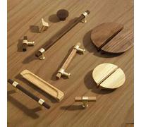 Shein 1 pieza Manija de cajón de madera maciza - Manija de madera de haya y nogal negro minimalista moderna, perilla de armario de madera de estilo nórdico