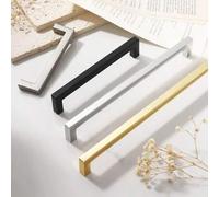 Shein 1 pieza Manija minimalista cuadrada de aleación de aluminio negra cepillada para muebles, perilla de cajón, tirador de puerta de gabinete de vidrio, h