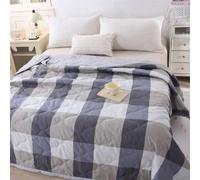 Shein 1 pieza Manta acolchada ligera con estampado a cuadros, minimalista moderna, suave y cómoda, adecuada para cama individual o doble, para uso en todas