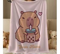 Shein 1 pieza Manta conmemorativa personalizable con patrón de león, elefante, capibara, adecuada como regalo para niñas, niños, adultos, Día de San Valentí