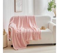 Shein 1 pieza Manta de felpa de franela, manta de forro polar a rayas cálida para aire acondicionado, manta de siesta casual para oficina, manta de sofá, ma