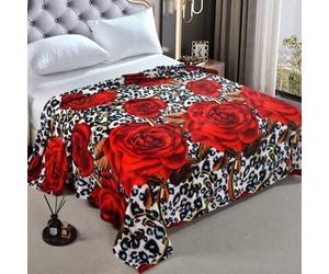 Shein 1 pieza Manta de forro polar con estampado de leopardo y rosa, suave y cálida, reversible, adecuada para sofá, cama, viaje, sala de estar y dormitorio