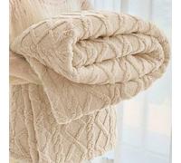 Shein 1 pieza Manta de forro polar de jacquard de tafetán reforzado, de grosor medio, adecuada para todas las estaciones, suave y cálida, se puede usar como
