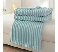 Shein 1 pieza Manta de franela cálida a rayas, manta de forro polar para aire acondicionado, manta casual para siesta en la oficina, manta para sofá, manta