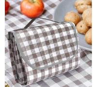 Shein 1 pieza Manta de picnic a cuadros de café y blanco, impermeable y plegable, esterilla de picnic a cuadros extra grande y gruesa, adecuada para viajes