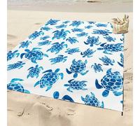 Shein 1 pieza Manta de playa extra grande de 185*235CM impresa con tortugas, impermeable y a prueba de arena, ligera, adecuada para playa, ocio, viajes, cam