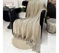 Shein 1 pieza Manta de punto de unicolor, manta rectangular de estilo nórdico de acrílico para siesta en la oficina, manta para aire acondicionado, manta de