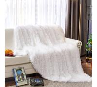 Shein 1 pieza Manta esponjosa y lujosa de felpa blanca tamaño Queen, Twin o King. Manta suave y cómoda para usar en salas de estar, dormitorios y sofás.