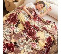 Shein 1 pieza Manta estampada de franela, manta de forro polar cálida para dormitorio, hogar, viaje, citas, uso en todas las estaciones