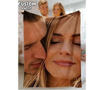 Shein 1 pieza Manta personalizada con foto, Manta de franela personalizada con foto, Manta personalizada, Mantas de sherpa, Regalo familiar, Regalo de boda,
