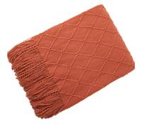 Shein 1 pieza Manta tejida de unicolor, manta suave con diseño de flecos estilo nórdico, adecuada para siesta en la oficina, cama, sofá, uso diario