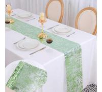 Shein 1 pieza Mantel de 28*300cm/28*500cm/28*1000cm en color verde salvia/negro/verde navidad, con acabado metálico brillante plateado y verde, adecuado par