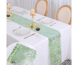 Shein 1 pieza Mantel de 28*300cm/28*500cm/28*1000cm en color verde salvia/negro/verde navidad, con acabado metálico brillante plateado y verde, adecuado par