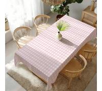 Shein 1 pieza Mantel de mesa con estampado de cuadros rosa & blanco simple, mantel de mesa de comedor alegre & animado 140*220cm/140*180cm/140*140cm/90*140c