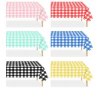 Shein 1 pieza, Mantel de plástico desechable, 54 pulgadas x 108 pulgadas, Mantel a cuadros a prueba de agua de color negro/rojo/rosa/azul para picnics al ai