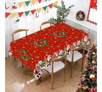 Shein 1 pieza Mantel navideño festivo, diseño de Papá Noel de dibujos animados, muñeco de nieve y casa de jengibre, mantel rectangular de plástico desechabl