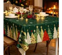 Shein 1 pieza Mantel navideño, Mantel de decoración navideña, Diseño de patrón de Papá Noel, Árbol de Navidad y Muñeco de Nieve, Decoración de camino de mes