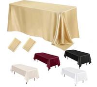 Shein 1 pieza Mantel rectangular de satén de 145*180cm/145*260cm, superficie de tela suave, adecuado para mesa de comedor de boda, banquete de boda, banquet