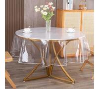 Shein 1 pieza Mantel redondo doblado con PVC transparente impermeable y resistente al aceite, mantel de plástico que se puede limpiar con un paño