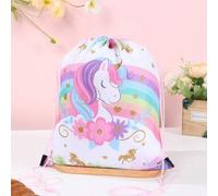 Shein 1 pieza Mochila con cordón de unicornio arcoíris, bolsa con cordón con tema de unicornio para fiesta, bolsa de regalo reutilizable, decoración de fies
