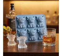 Shein 1 pieza Molde de cubo de hielo de vaca de las tierras altas, bandeja de cubo de hielo de vaca 3D divertida, molde de silicona de animal lindo, molde d