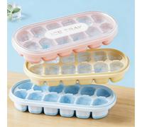 Shein 1 pieza Molde de silicona para hacer cubitos de hielo en forma de cilindro con 12 rejillas, tapa y asa, cubo de hielo, molde de cubitos de hielo de li