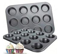 Shein 1 pieza Molde para magdalenas antiadherente de 12/6/4 tazas con tazas de hornear reutilizables de silicona, molde de horno, herramienta de hornear fác