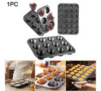 Shein 1 pieza Molde para magdalenas antiadherente redondo, molde para mini magdalenas de 6/12/24 tazas, bandeja para magdalenas de acero al carbono, set de