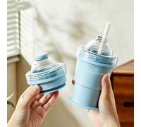 Shein 1 pieza Molde plegable portátil de silicona para hacer bolas de hielo, Taza con bola de hielo grande DIY con pajita, Viene con taza de agua
