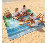Shein 1 pieza Nueva Esterilla de picnic/Toalla de playa impresa digitalmente, a prueba de agua y arena, con un patrón de moda y fresco, adecuada para acampa