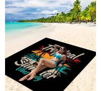 Shein 1 pieza Nueva Esterilla de picnic/Toalla de playa impresa digitalmente, resistente al agua y a la arena, con un patrón de moda y fresco, adecuada para