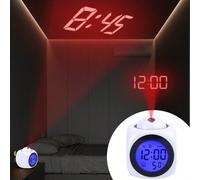 Shein 1 pieza Nueva lámpara de proyección multifuncional, reloj despertador de proyección LED con función de temporización por voz, decoraciones de Pascua,