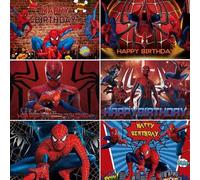 Shein 1 pieza Nuevo Fondo de tela para fiesta de cumpleaños de Spider-Man, decoración de banner de tema de superhéroes de Marvel Comics para fotografía