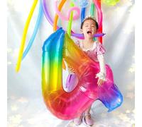Shein 1 pieza Nuevo globo numérico arcoíris grande de 40 pulgadas, globo arcoíris gigante, globo de decoración de fiesta de cumpleaños con degradado de colo