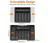 Shein 1 pieza Organizador ajustable de cajón de cocina con divisores, bandeja de cubiertos de plástico, soporte para utensilios ahorradores de espacio, alma