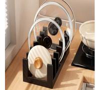 Shein 1 pieza Organizador de almacenamiento de tapa de olla de cocina multifuncional, tabla de cortar para encimera, accesorio de cocina de plástico ahorra