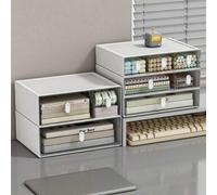 Shein 1 pieza Organizador de cajón blanco simple, compacto y elegante. Apilable y combinable para almacenamiento de artículos de papelería y cosméticos