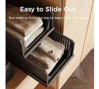 Shein 1 pieza Organizador de estantería apilable multicapa, caja de almacenamiento tipo cajón para ropa, toallas, ropa de cama, bolsas, papelería, especias